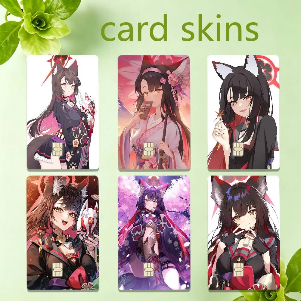 

Wakamo Blue Archive Game 4pcs 1Set HD Waterproof Card Skins Protective Stickers for Credit Bank Game Cards