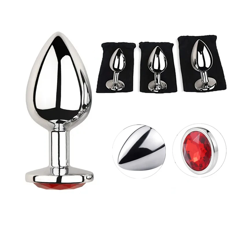 Tapón Anal de Metal inoxidable, tapón Anal con joyería, cuentas anales de cristal coloridas, Juguetes sexuales para adultos para mujeres, juego para adultos, Sex Shop