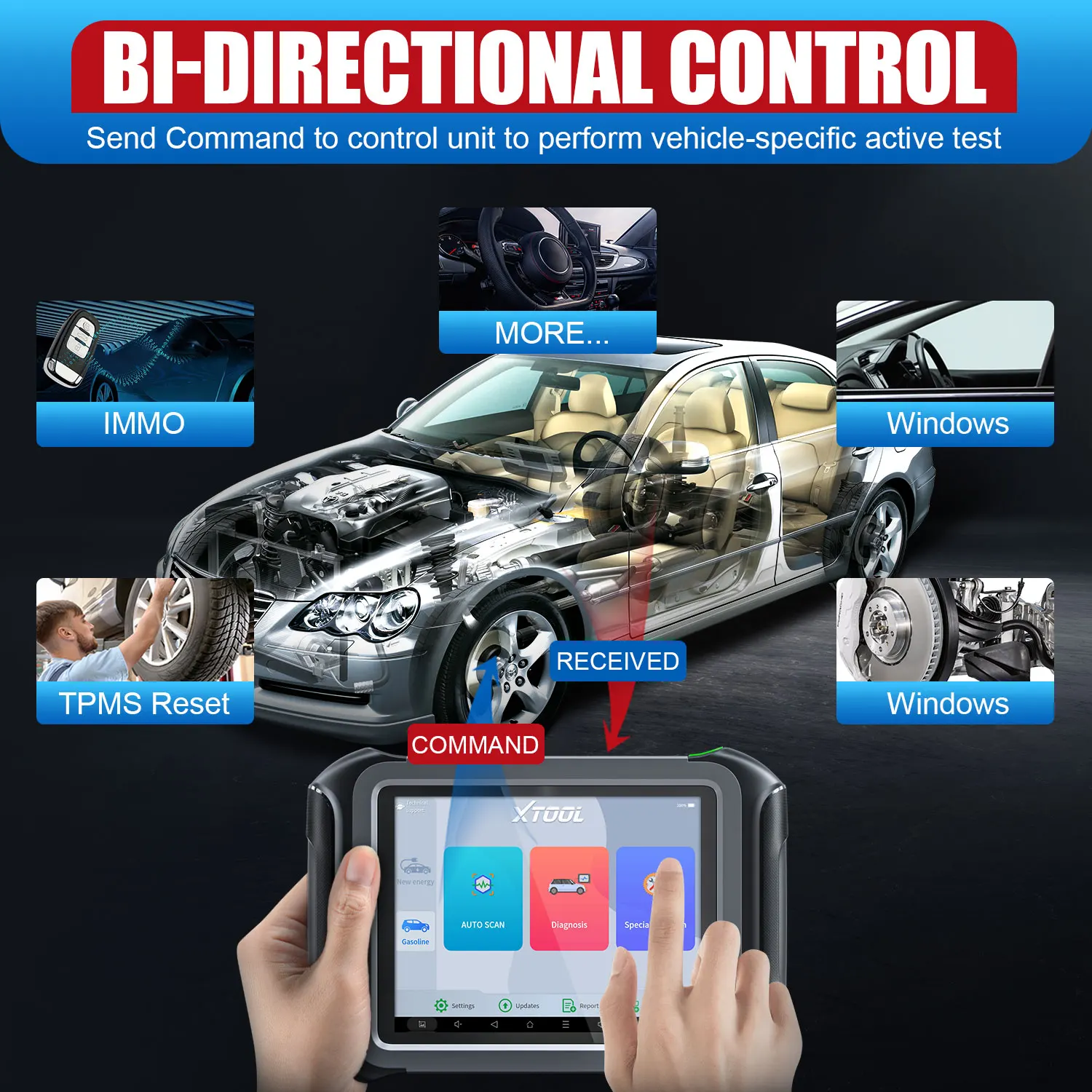 Newest XTOOL D9EV Car Diagnostic Tool & Energy Vehicle 2 In1 Analyzer For BYD For Tesla D9EV Automotive Scanner Battery Tester view 6