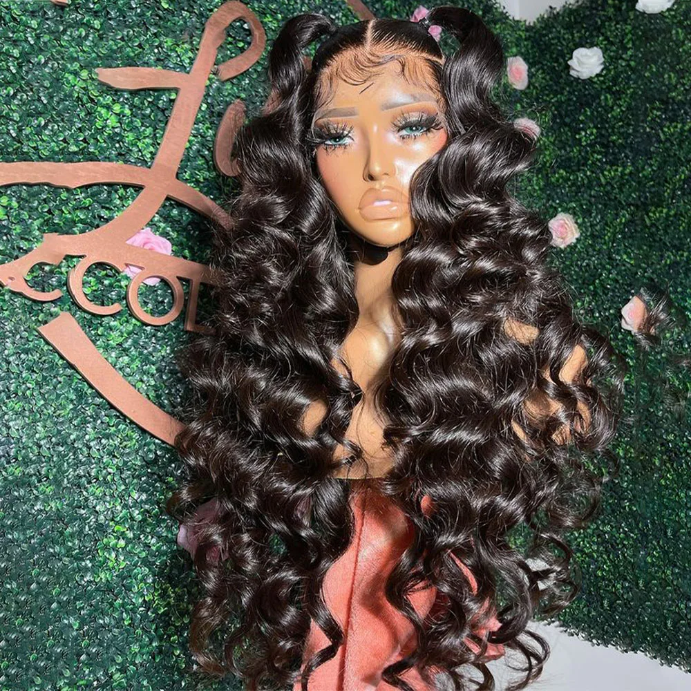 

Preplucked Glueless Soft 26Inch Long Black Curly 180Density Deep Wave Lace Front Wig For African Women Babyhair Daily Cosplay