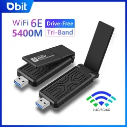 Dbit wi-fiアダプターax5400 usbネットワークカードwifi 6eトライバンドドングルPCデスクトップ用ラップトップwindows 10 11ドライバー無料