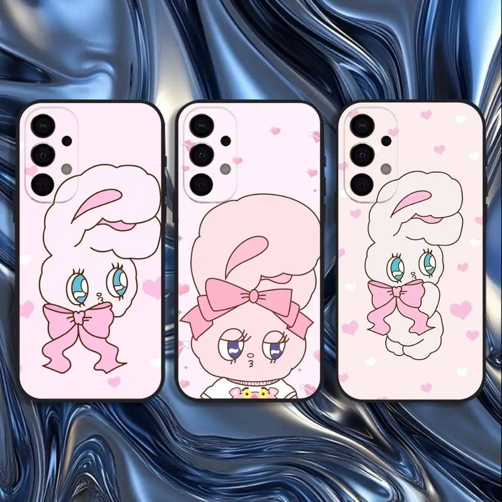 حافظة هاتف كورية E-Esther B-Bunny لهاتف سامسونج S25، S24، S21، S22، S23، S30، Ultra، S20، Plus، Fe، Lite، 5G غطاء أسود