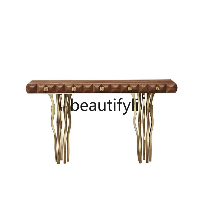 

Italian light luxury entrance table household art high-end decorative table stainless steel special-shaped design end view table