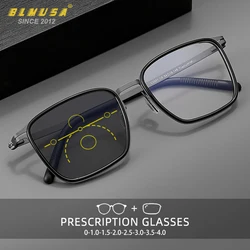 BLMUSA Ultralight Titanium Optical Frame High Quality Blue Light Blocking Reading Eyeglass Men Progressive Photochromic Glasses