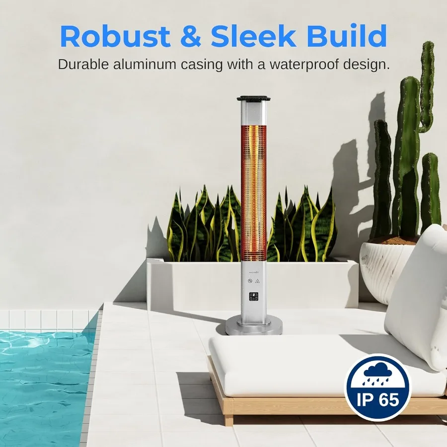 Pemanas Teras Listrik Luar Ruangan - Pemanas Inframerah Efisiensi Tinggi 1500W dengan Remote Control dan Reflektor Aluminium W