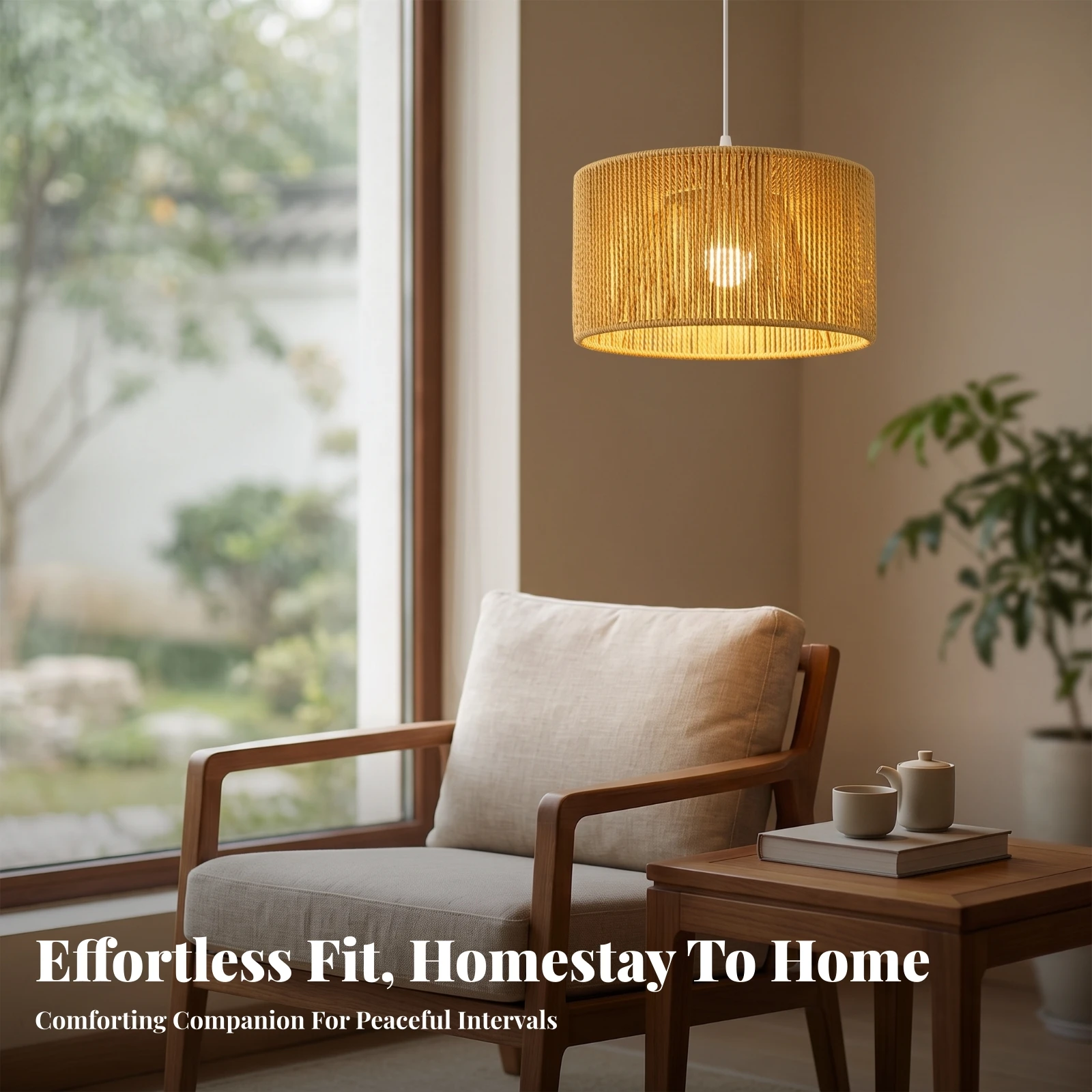 Handwoven Paper Rope Shade Handmade Lampshade with Mounting Mounting Bracket Lamp Shade with Paper Rope Cylindrical Decorative