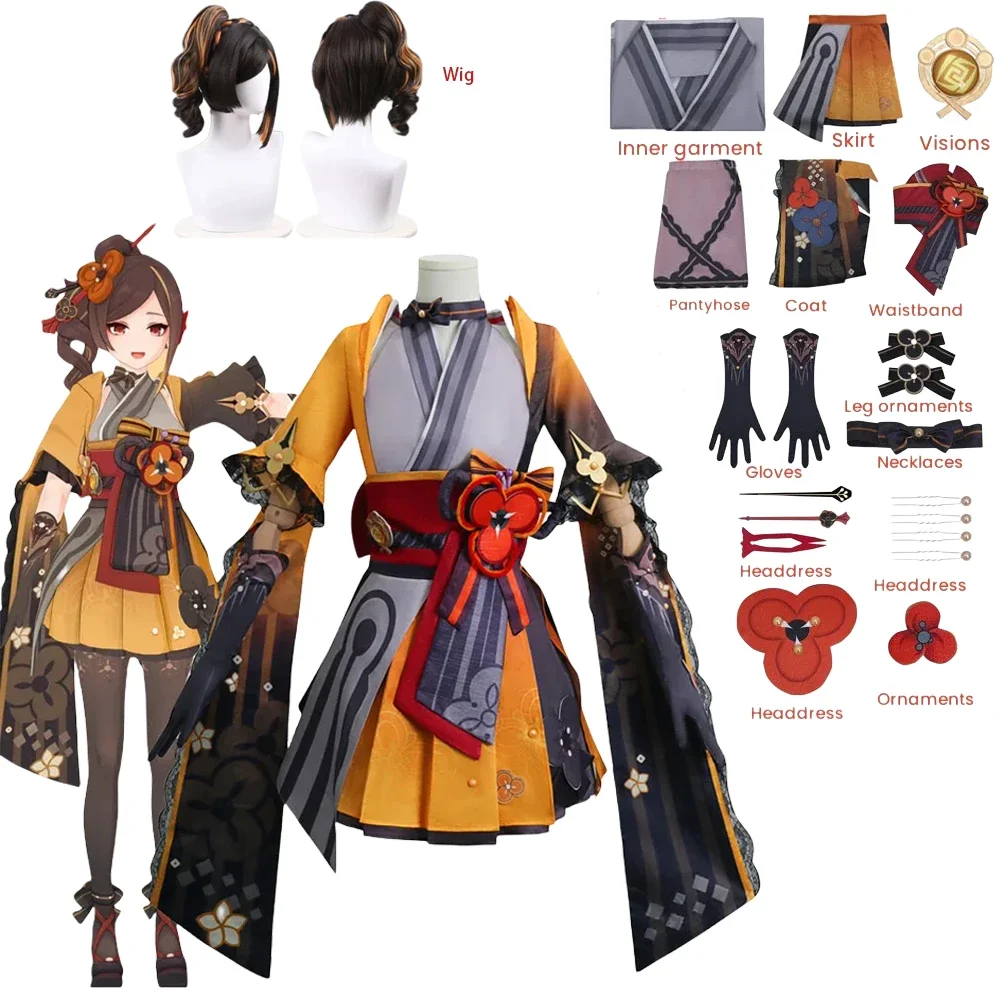 Chiori Cosplay Costume Genshin Impact Uniform Wig Anime Chinese Style Halloween Chiori Cosplay Suits Costume