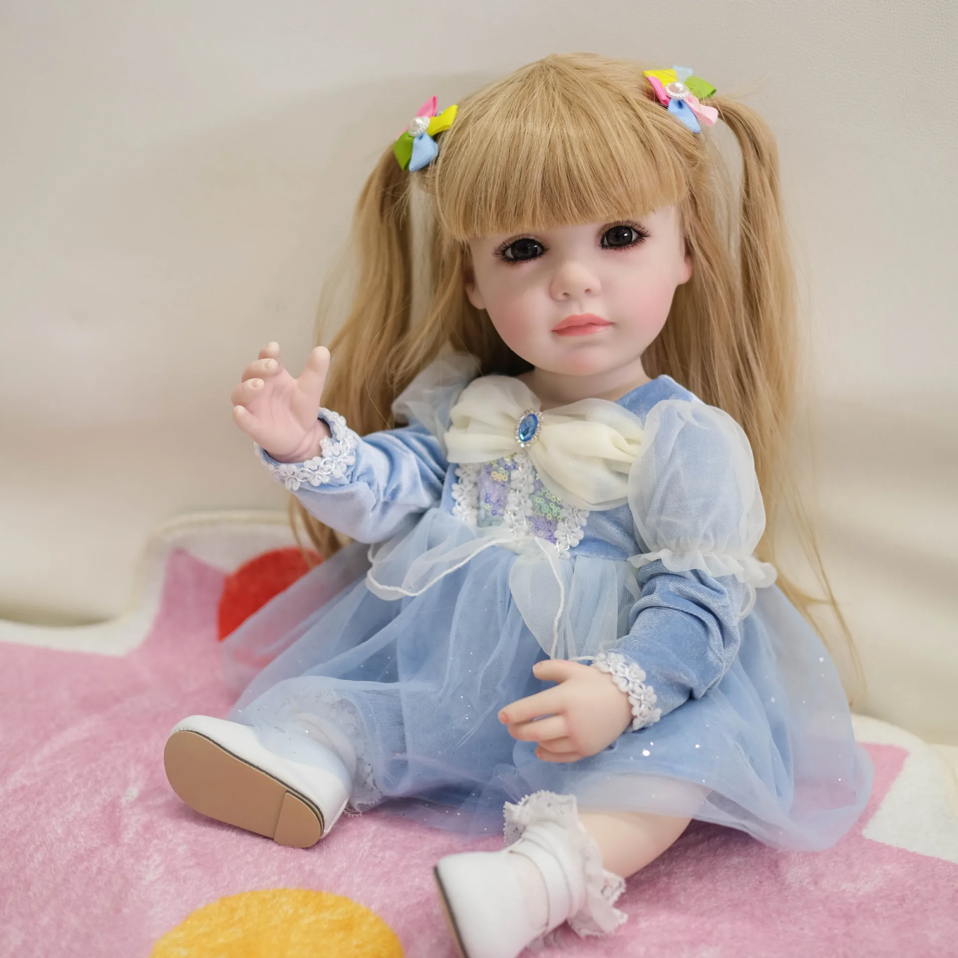 55cm Full Silicone Vinyl Reborn Baby Doll Girl Family's Christmas Gift Child muñecas reborn Princess Toddler Bebe Birthday Gift