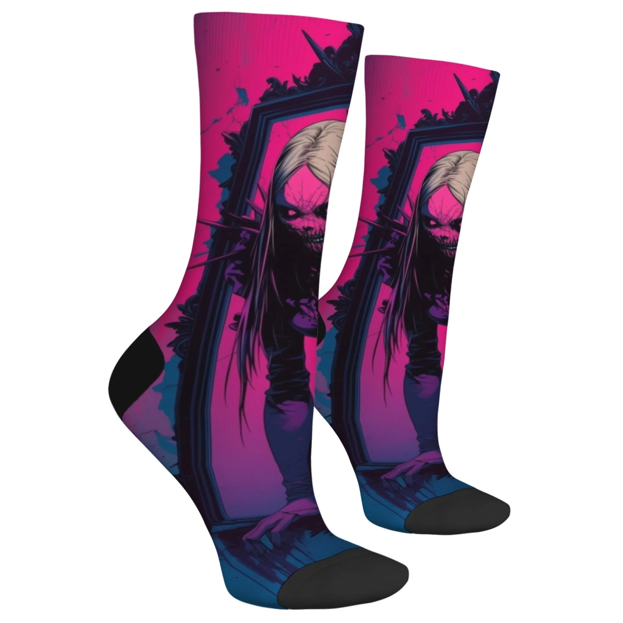 النيون القوطية الظلام الخيال الجمجمة جوارب بناتي مطبوعة طاقم الجوارب لباس غير رسمي لعشاق القوطية هدية مثالية لجماليات الظلام