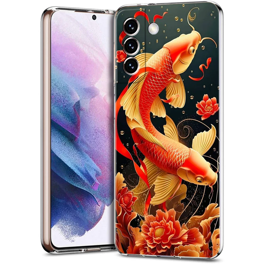 Cartoon Fish Phone Case for Samsung Galaxy S23 S20 FE S22 S21 Ultra M21 M22 M32 S10 S10E S9 S8 Plus 5G Transparent Shell Capas