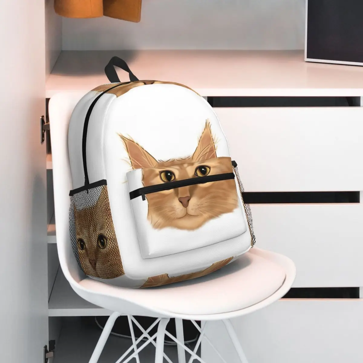 Orange Tabby Cat Portrait Backpack Student BookBag Kids School Bag Computer Shoulder Bags for Boys Girls
