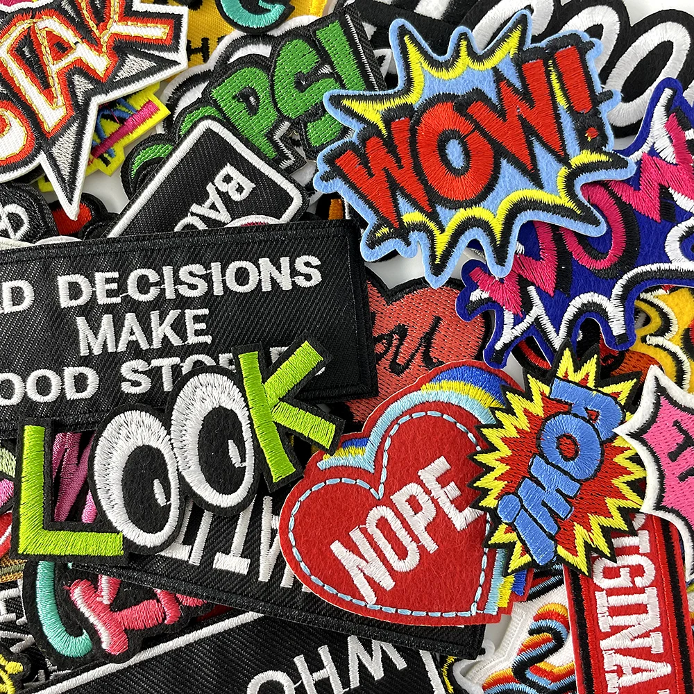 100Pcs/Lot Random Mix LUCKY LOOK STAR Patches Embroidered Applique Clothes Accessories Apparel Supplies Decoration Cloth Patch