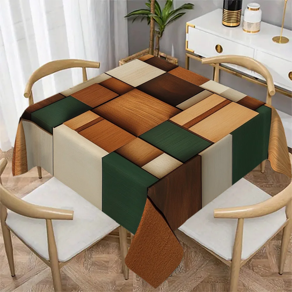 JIT-1pc High-Grade Irregular Geometric Wood Grain Patterned Patterned Tablecloth in Simple European Style