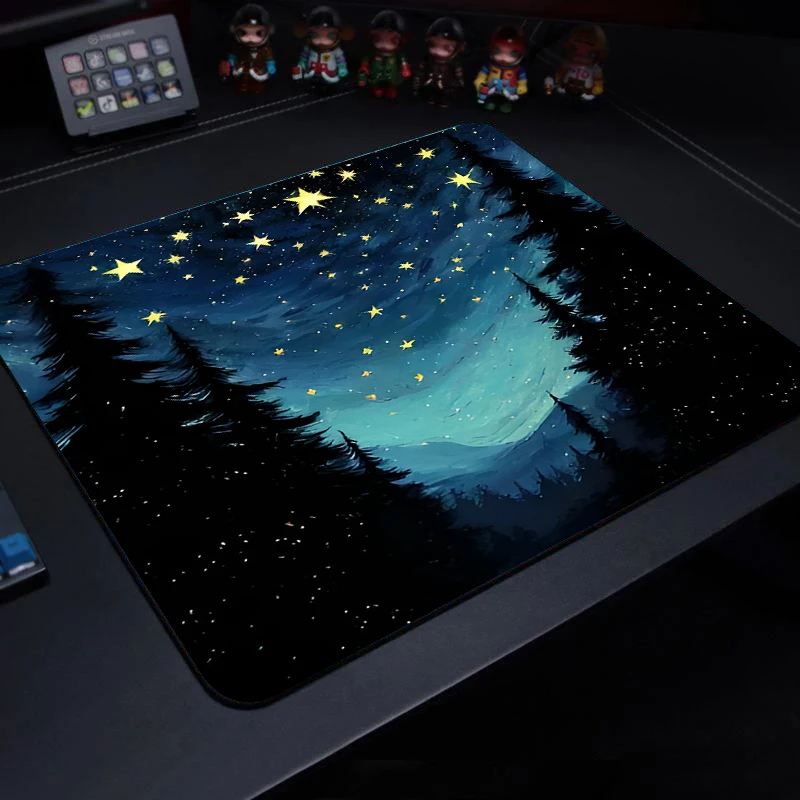 Night Scene Mouse Pad Waterproof Mat Color Playmat Notebook Gamer Accessories Office 40x45 Computer Table Rug Playmat  Aesthetic