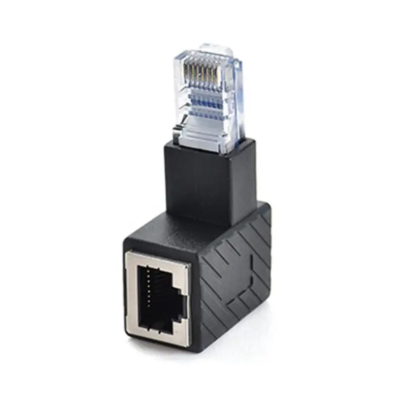 Y1UB RJ45 Crystal for Head Male to Female Cat5/6 Ethernet LAN Extension Adapter 90° E