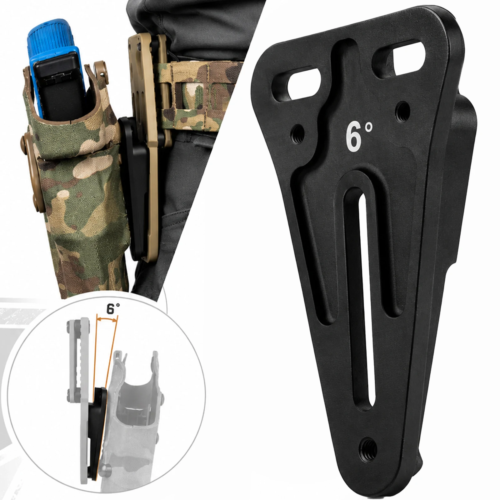 Tactical Holster Cant Spacer 6 Degree Angled Wedge Modular Holster Adapter Plate Pad for Airsoft Accessories
