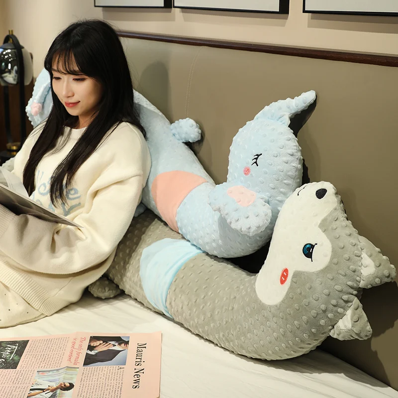 Cartoon Animal Long Body Pillow Bubble Dot Plush C Shaped Sleeping Pillow Stuffed Capybara Goose Unicorn for gifts.
