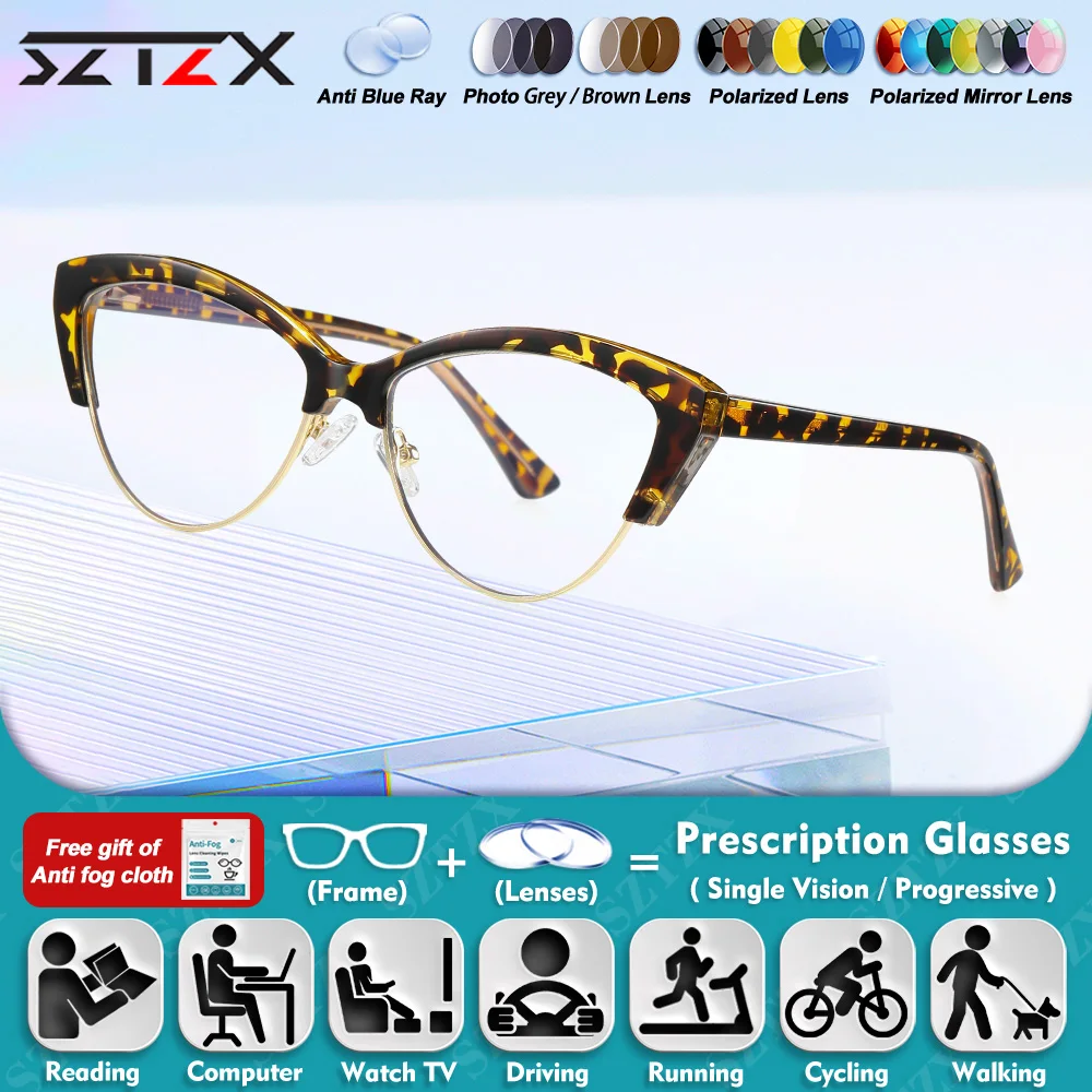 

SZTZX New Design Butterfly Frame Design Prescription Myopia Glasses Women Anti Blue Ray Progressive Computer Optical Eyeglasses