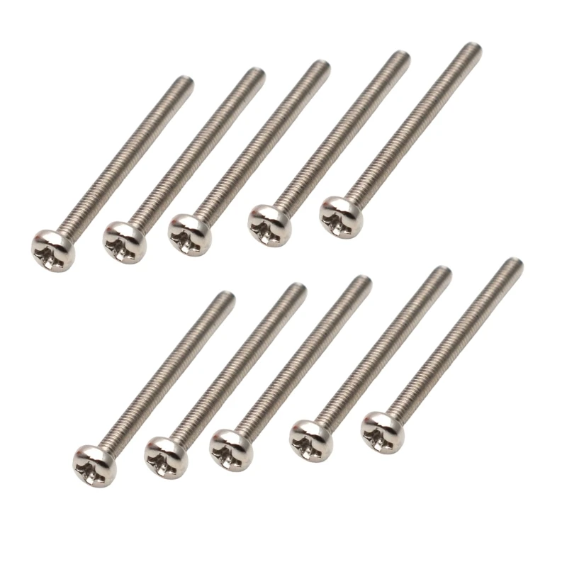 JOME Rounded Pan Head Guitar Bridge Fasteners, Metal Fully Threaded Screws for Fixed Bridge Replacement, Set of 10 Pieces