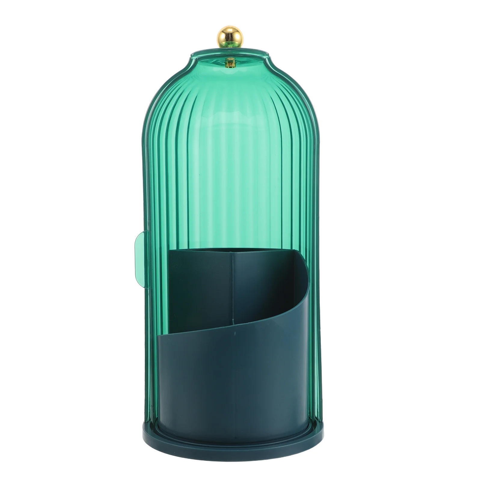 

Rotating Makeup Brush Holder Transparent Dustproof Lid Vanity Bathroom Countertop Organizer Storage Brush Display Green