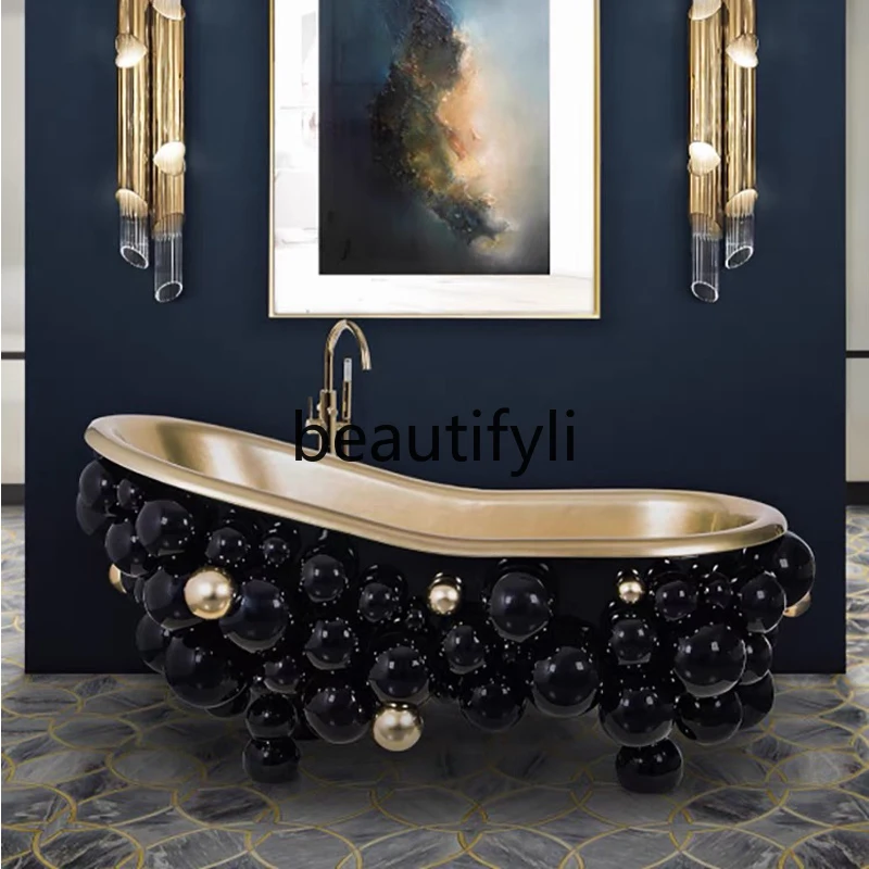 Stainless steel light luxury bubble bathtub Stainless steel postmodern high-end independent bathtub