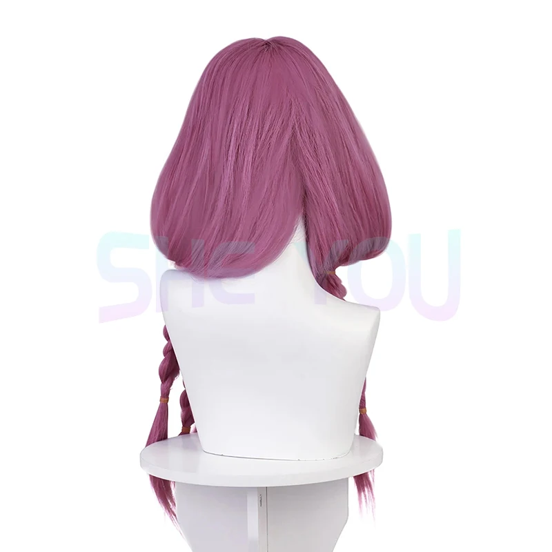 Aura Cosplay Wig Anime Frieren Beyond Journey's End Purple Long Hair Braid Headwear Halloween Party for Women Props Accessory