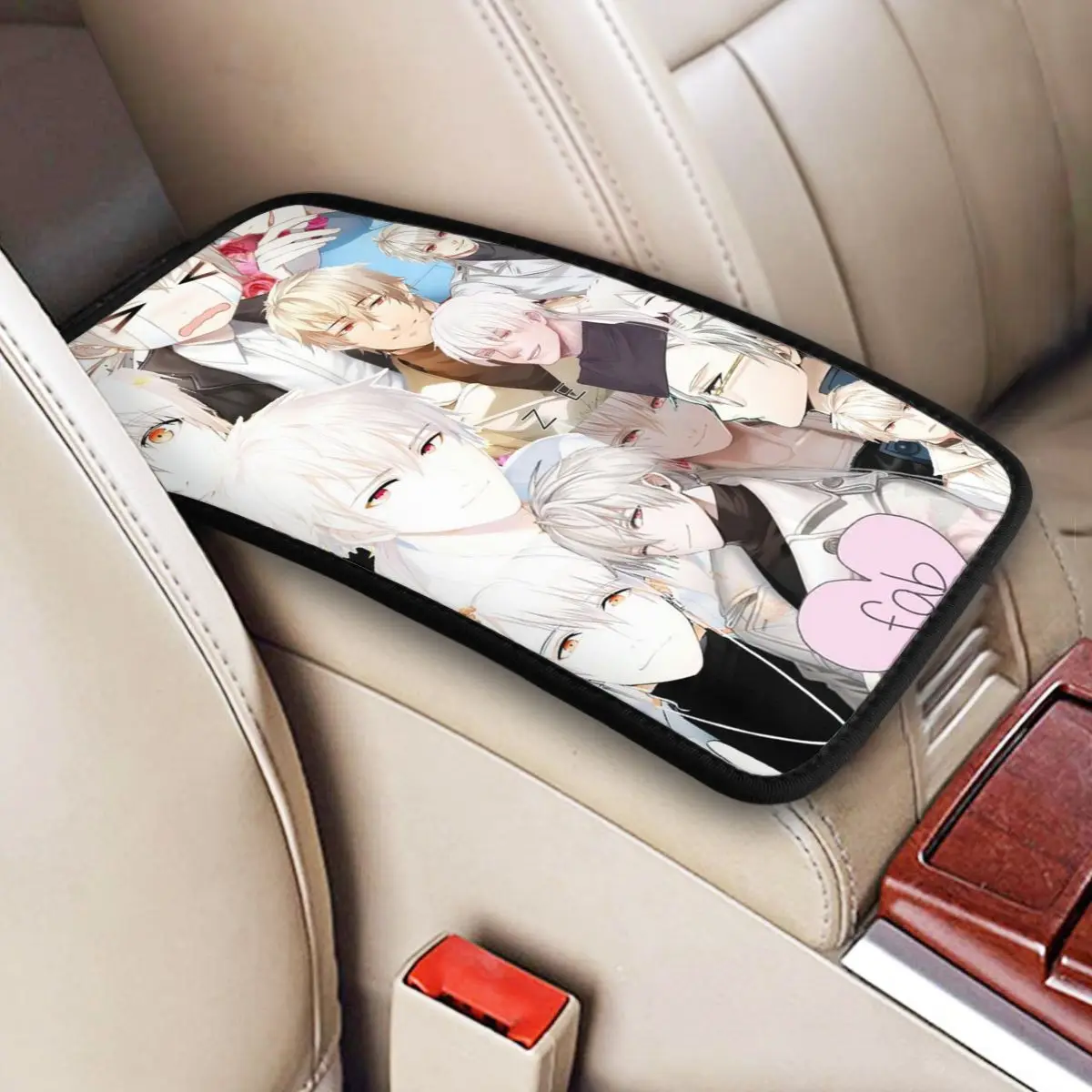 Car Armrest Cover Mat Leather Mystic Messenger Plaid Anime Center Handle Box Pad Cushion Auto Interior Automobiles Armrest Pad