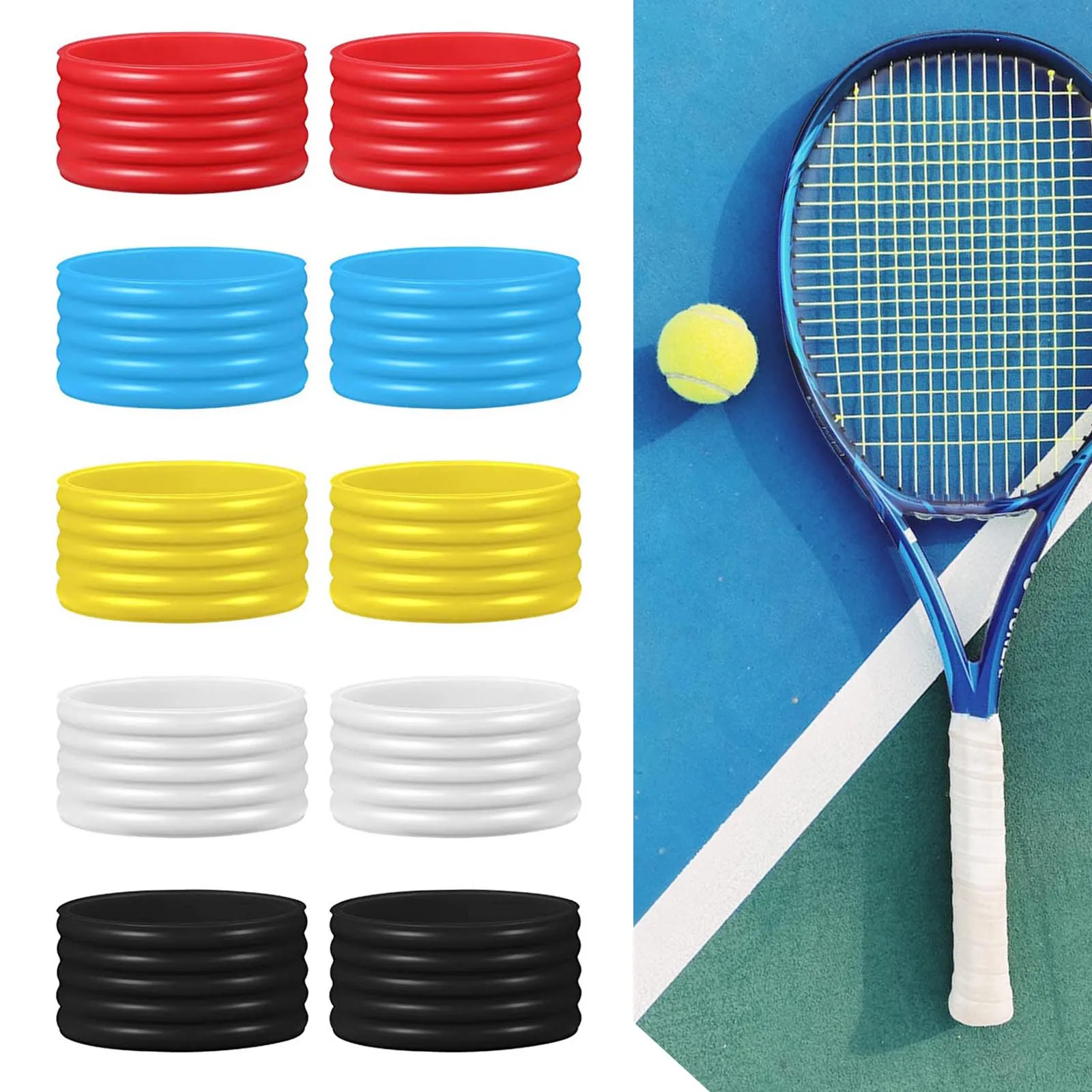 

Tennis Racket Grip Sealing Rings Pack of 10 Silicone Rubber Rings for Tennis and Squash Racket Handle Grip Enhancements