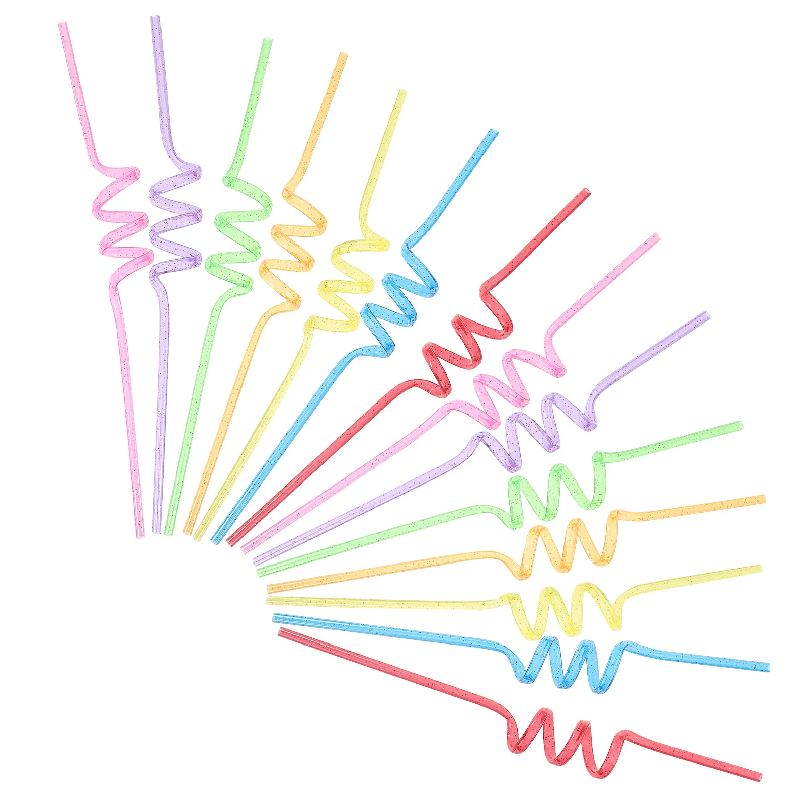 

24Pcs Plastic Spiral Straws Reusable Glitter Colorful Hard Drinking Pipes Fun Party Juice Straws Birthday Supplies Tumblers