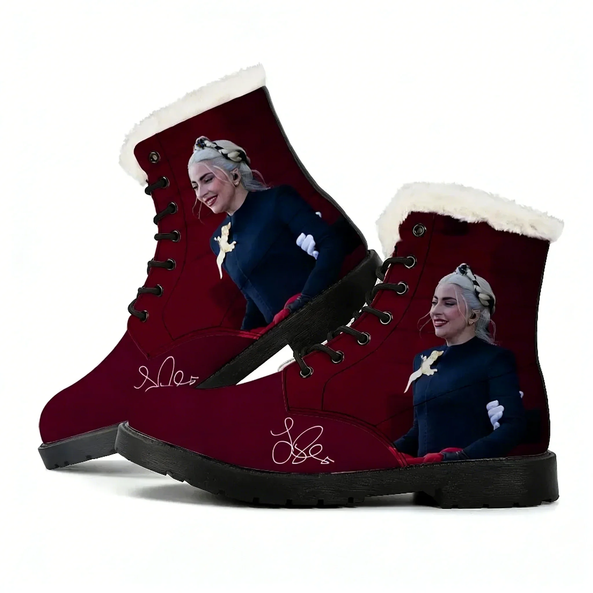 

Lady Gaga Plush Boots Mens Womens Teenager Shoes Casual Boot Outdoor Light High Quality Couple Print on Demand Customize Shoe
