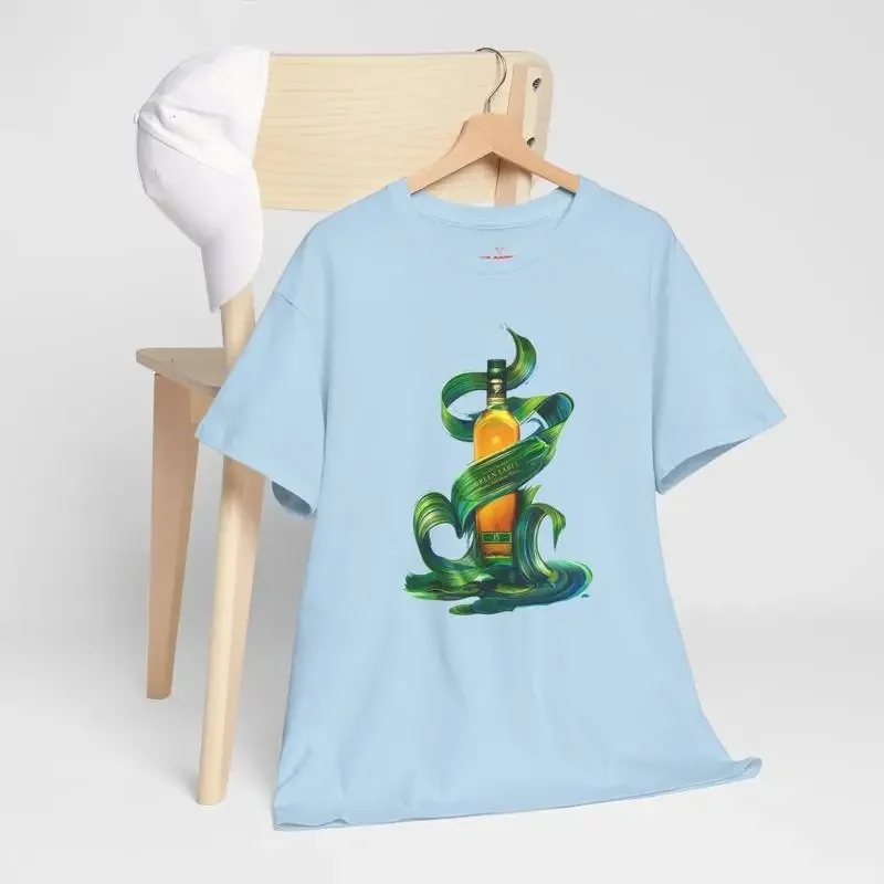Camiseta de algodón grueso con etiqueta verde de whisky escocés Johnnie Walker