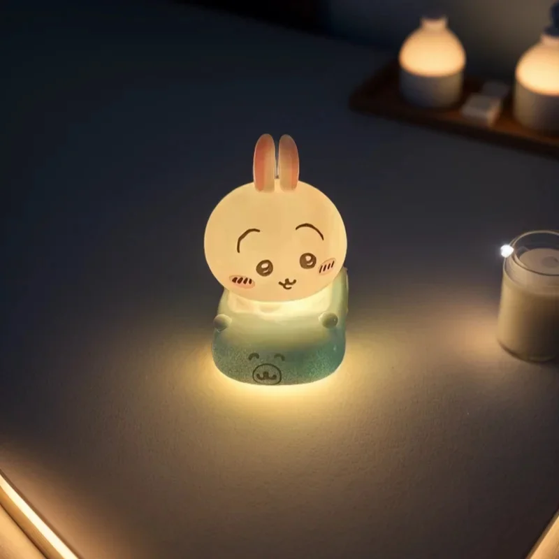 hiikawa Cartoon Car Silicone Night Lamp Three Styles Rabbit Cat Bear Figure Soft Glow Touch Control LED Sleep Light Rechargeable