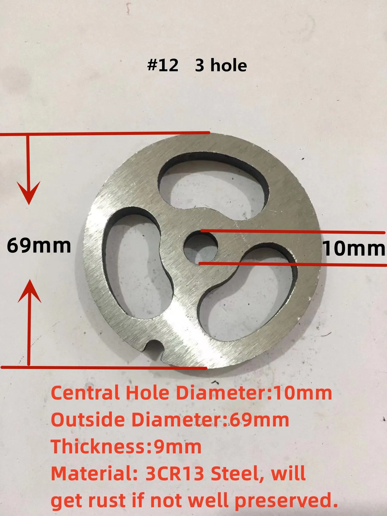 #12 Type Replaceable Meat Grinder Plate Hole 3-20mm Meat Mincer Plate Perforated  Strainer Manganese Steel Chopper Disc