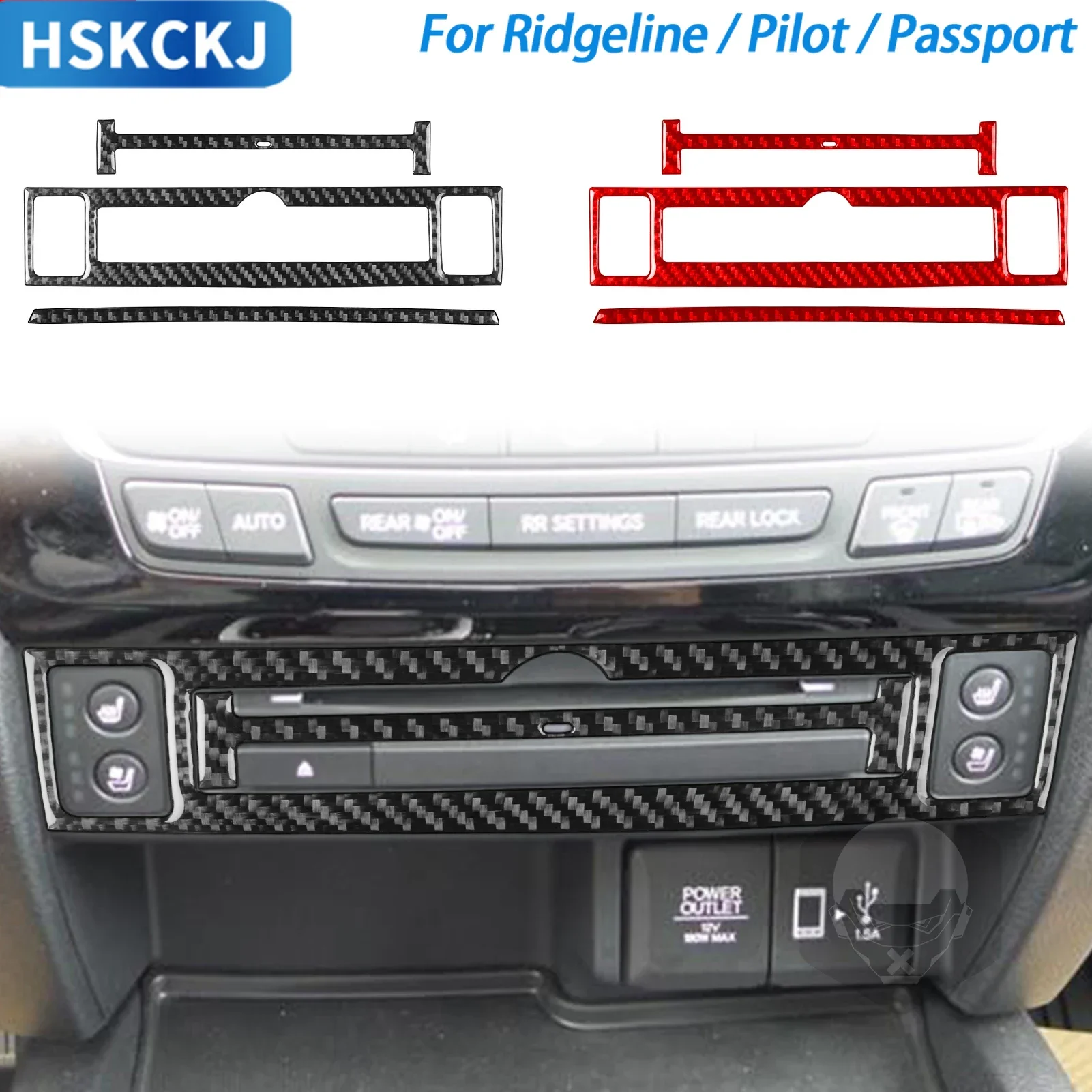 

For Honda Ridgeline Pilot Passport Car Accessories Carbon Fiber AC Air Conditioner Bottom Interior Cover Trim Modified Sticker