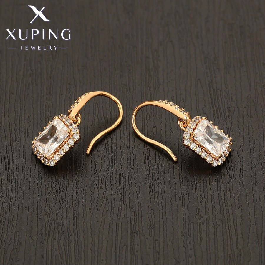 Xuping Jewelry Neu eingetroffen, goldfarben, rechteckig, Huggies-Ohrringe, Halsketten-Set für Frauen, Party, Geburtstag, Geschenk, X001245936 – Detail 13