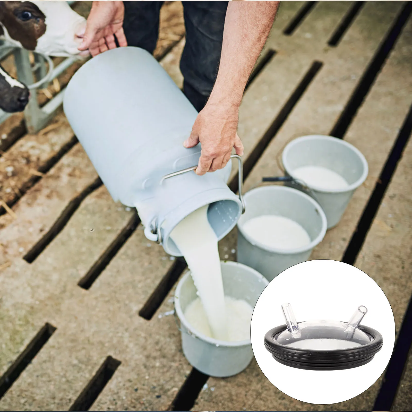 

Milking Bucket Transparent Cover Machine Cap Lid Pail Cow Supplies Clear Replacement for