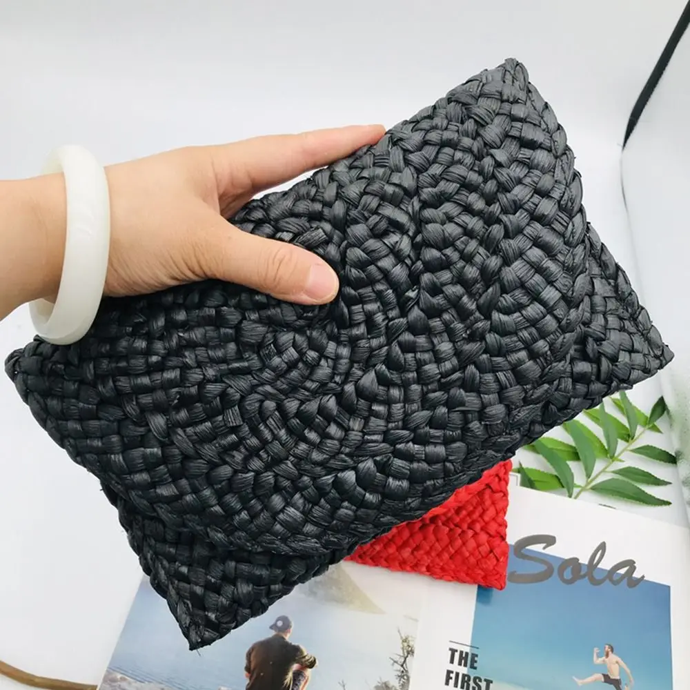 New corn fur woven bag clutch bag women\'s large-capacity clip bag hand-woven bag mobile phone bag coin purse