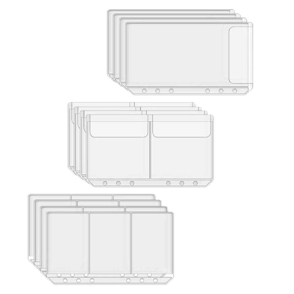 

12Pcs Pvc Pockets Binder Pockets Binder Folders Loose Leaf Card Bags Receipt Filing Bags Clear Binder Pouches Accessories