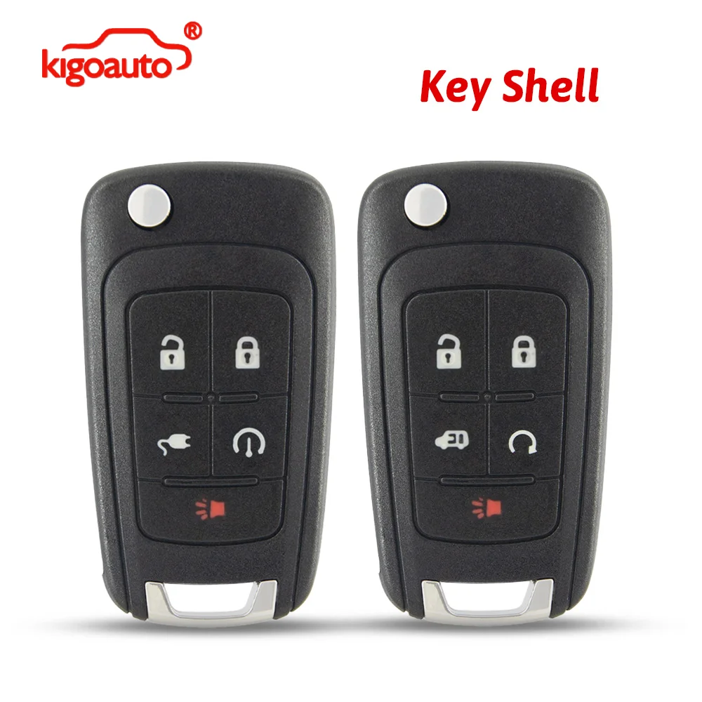 Kigoauto Remote Key Case Shell 5 Button Flip Key Fob Replacement Case for Buick LaCrosse GL8 Chevrolet Volt 2010-2015