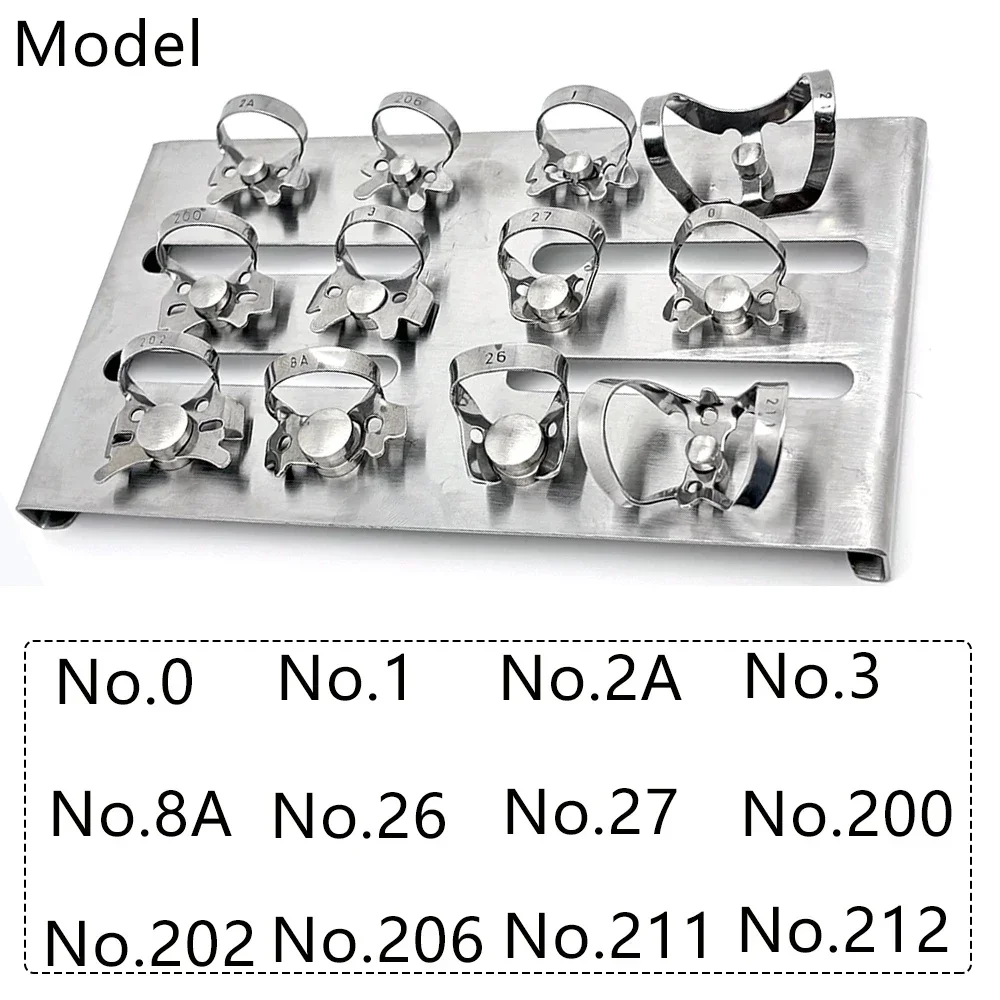 12Pcs Dental Rubber Dam Clip Holder Clamp Stainless Steel Oral Care Dentist Tool Kit