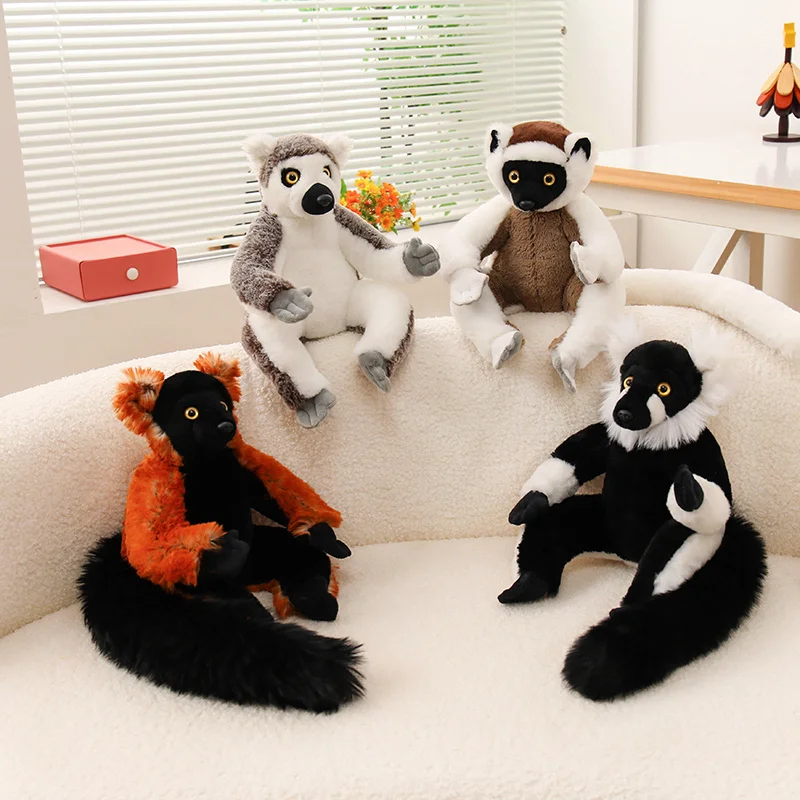 

Плюшевая игрушка-лемур, реалистичная мягкая кукла-обезьянка, милый декор для комнаты, мягкая подушка, подарок на день рождения для детей и мальчиков