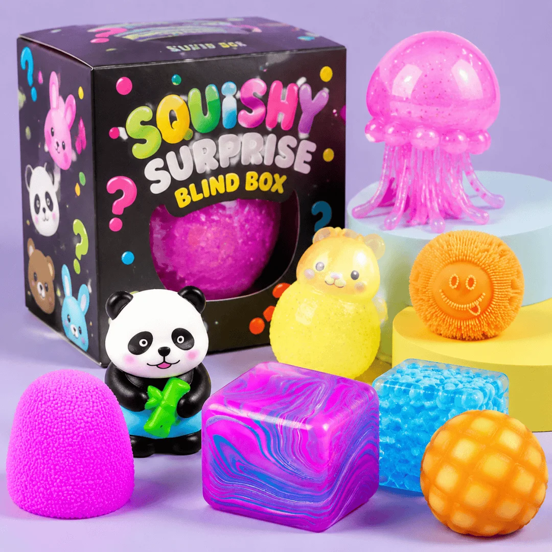 Daily Hot Surprise Blind Box Crystal Shiny Cat Paw Mochi Squishy, Fake Fruit Snack Fidget Toy, ADHD Sensory Calming Toy