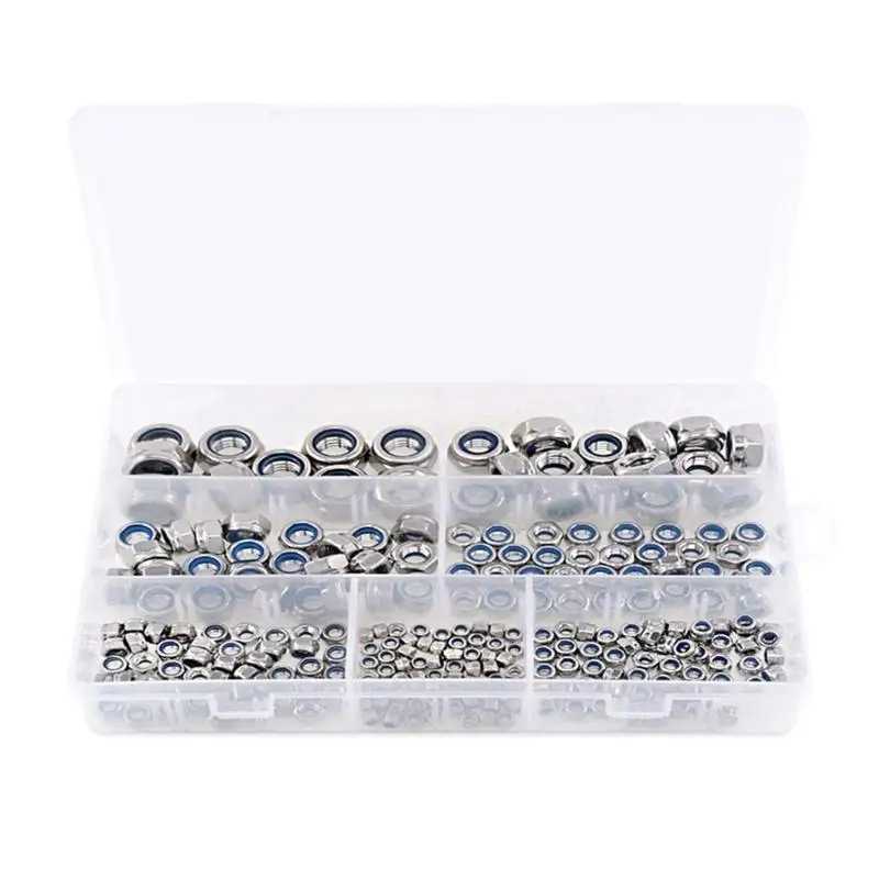 652F 250Pcs 3/4/5/6/8/10/12mm Stainless Steel Metric Locknut Hexagon locking Nut
