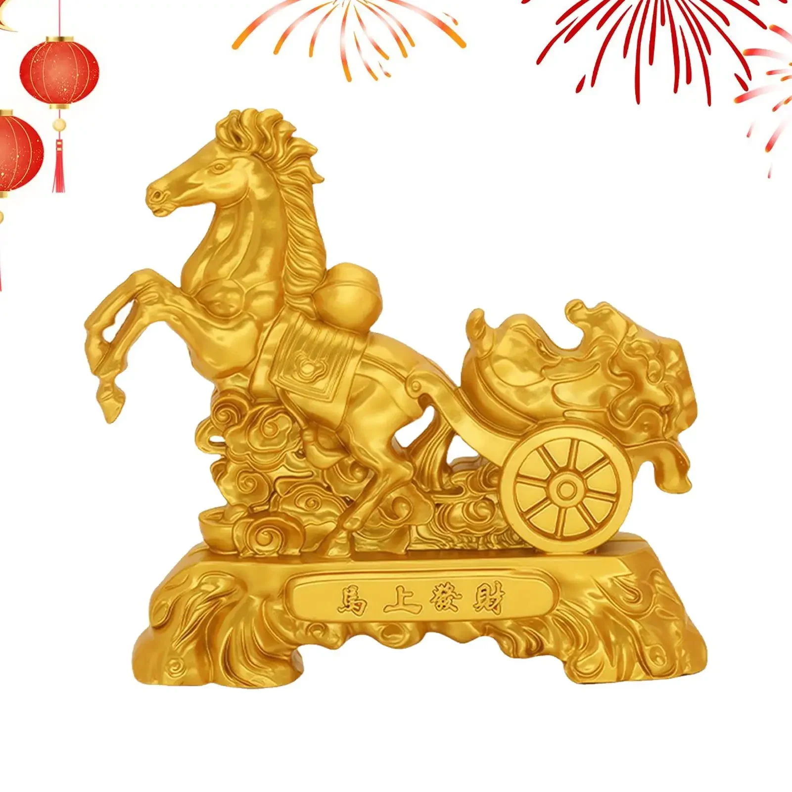 2026 Chinese New Year Horse Statue Golden Metal Decorative Desktop Figurine Feng Shui Decoration Symbolizes Wealth Good Fortune