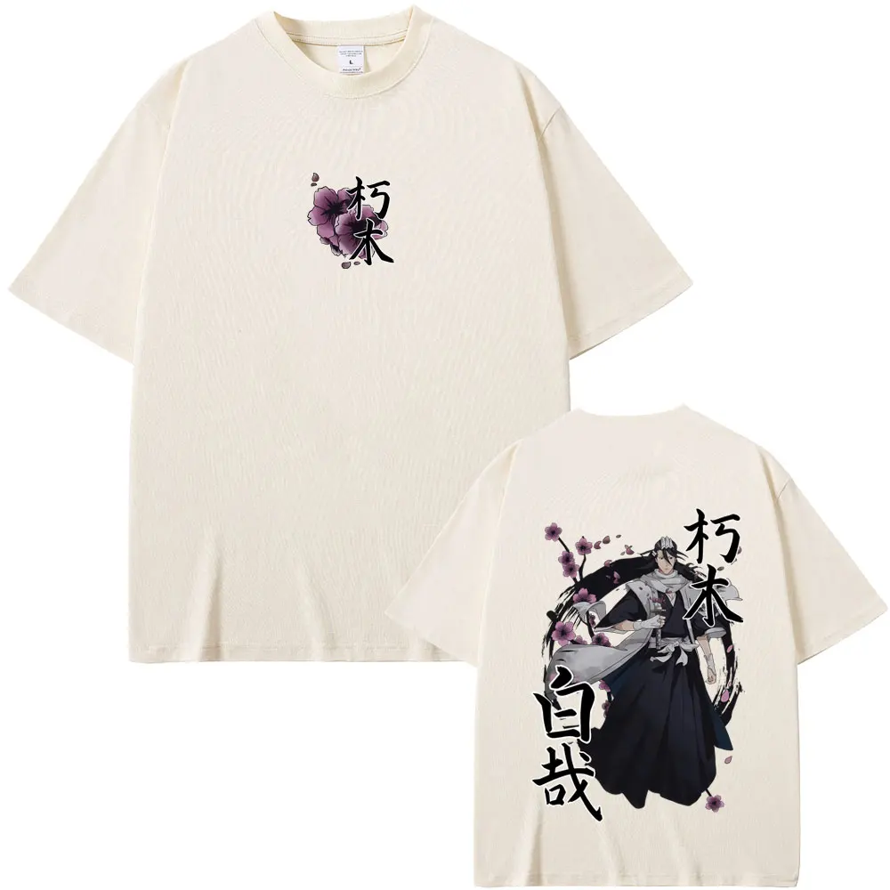 

Anime Bleach Kuchiki Byakuya Cherry Blossom Graphic T-shirt Men Women Fashion Casual Oversized Streetwear Male Soft Cotton Tees