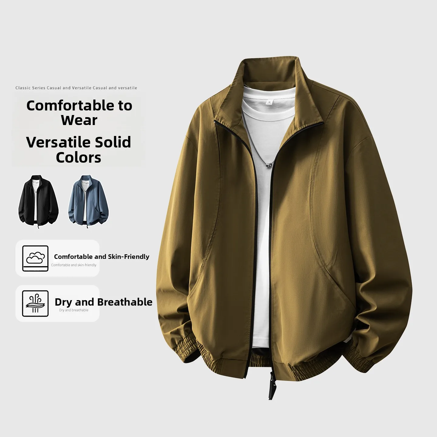 

Мужская куртка в стиле ретро с отложным воротником, свободного кроя, повседневная, универсальная, модная, осенняя, 2025, из полиэфирного волокна