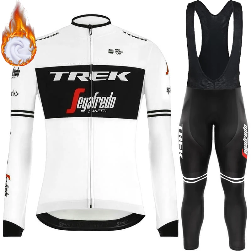 TREK Costume for Men\'s Bike Jersey Cycling Sportswear Mtb Male Clothing Winter Thermal Fleece Bib Set Tricuta Man Pants Sports