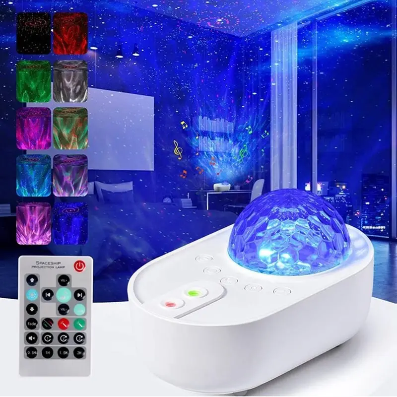 Spaceship Projector Led Night Light Aid Sleeping Romantic Soothing Ocean Wave USB LED Lamp Projection Galaxy Projector