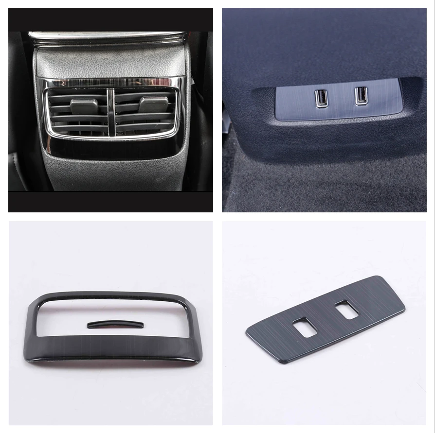 For MG HS 2018 - 2020 2022 Interior Accessories USB Port Panel Stainless Steel Car Armrest Rear Air Outlet Vent Frame Trims