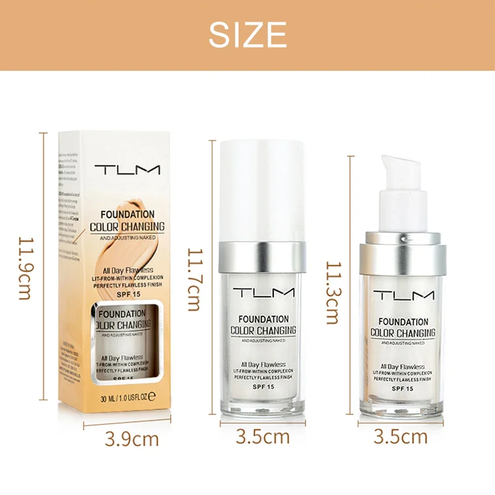 2pcs.TLM 30ml Flawless Color Changing Liquid Foundation Make up Change To Your Skin Tone By Just Blending make up foundation